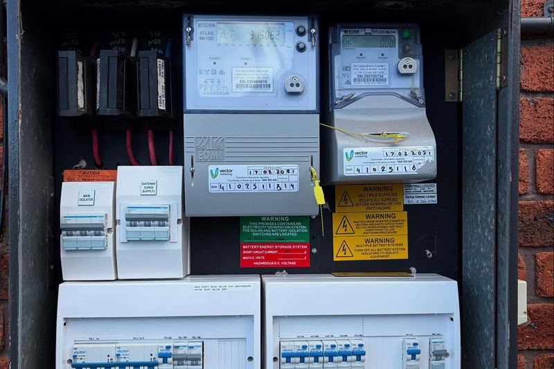 Residential solar battery and electrical switchboard